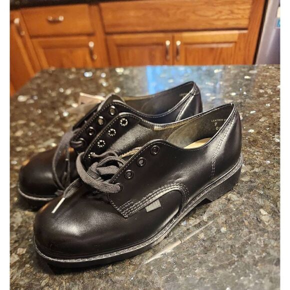 Wolverine vintage Oxford lace up black leather oil resistant shoe size 7 - Picture 10 of 10